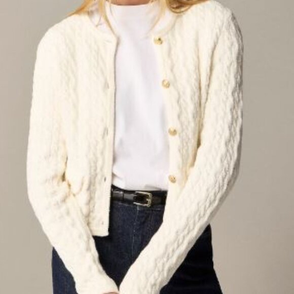 Nwt J Crew Odette cable-knit sweater lady blazer jacket in cotton-blend boucle - Picture 6 of 7